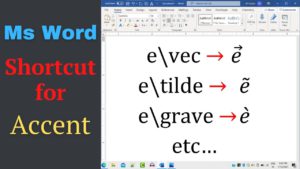 word equation editor shortcuts dot over a letter