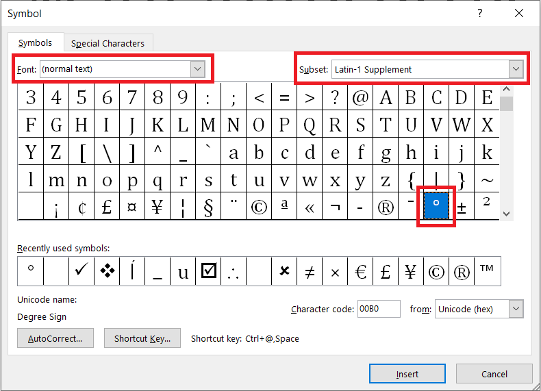 How To Do A Degree Symbol In Word