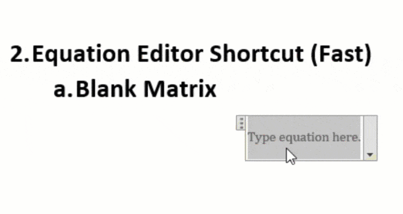 insert equation in word shortcut