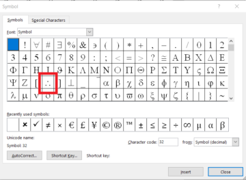 Therefore (∴) symbol in Word: 4 different ways - Alt Code and more ...