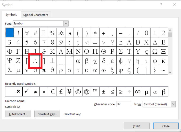 How To Write Therefore Symbol In Word