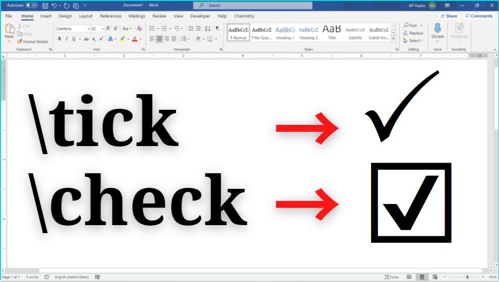 keyboard shortcut for checkmark mac excel