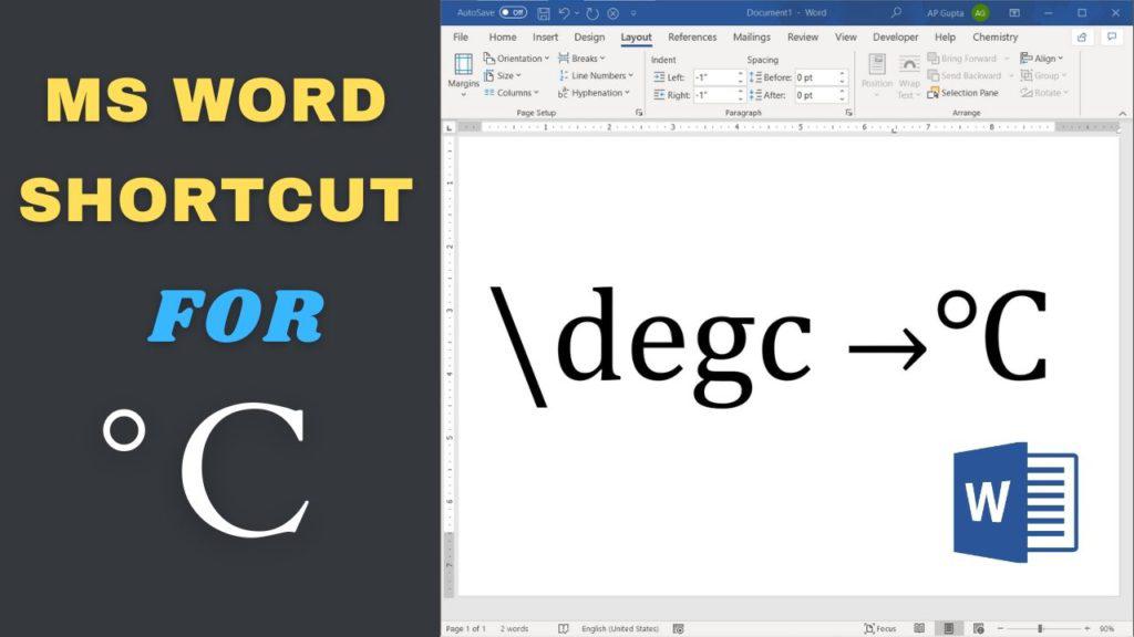 shortcut for degree symbol in word mac