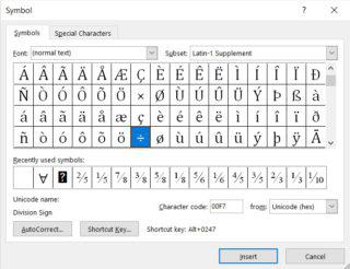 Division sign (÷) in Word and its shortcut - PickupBrain: Be Smart