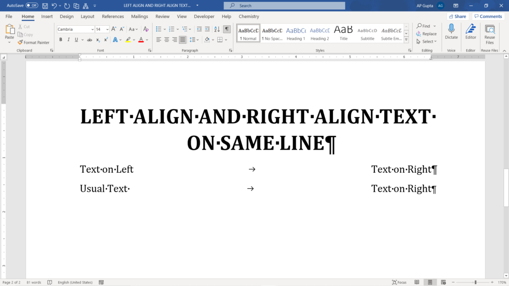 how-to-align-text-left-and-right-on-same-line-in-ms-word-pickupbrain