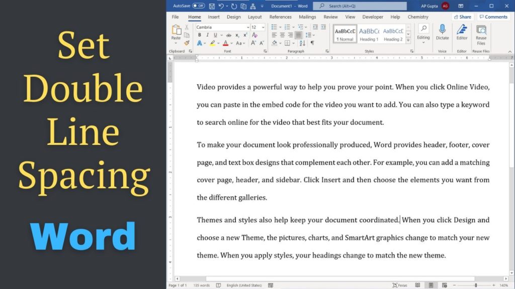 How to set double line spacing in Ms Word - PickupBrain: Be Smart