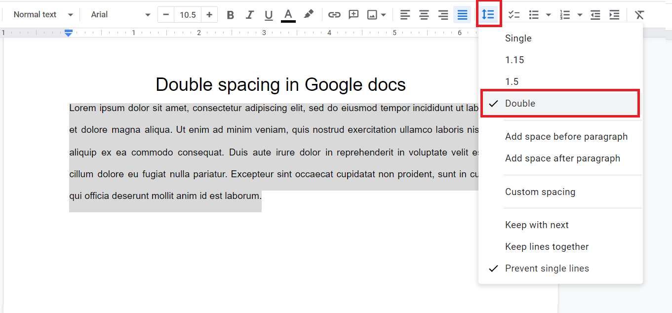 double spaced essay on google docs