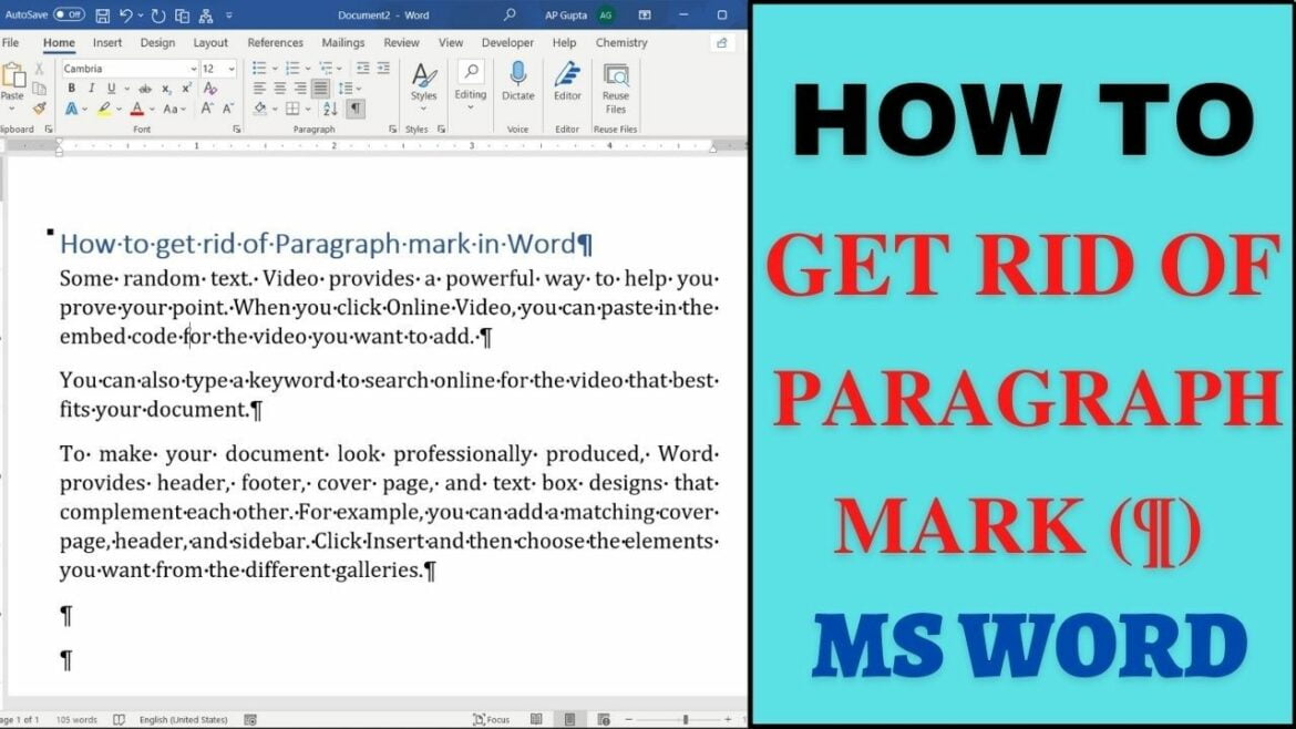 Get Rid Of Paragraph Mark Other Formatting Symbol In Word 