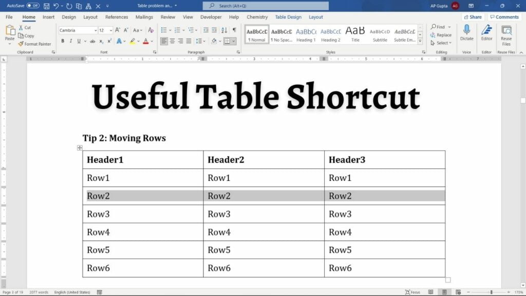 Must know shortcuts for working with Tables in Ms Word (Windows & Mac ...