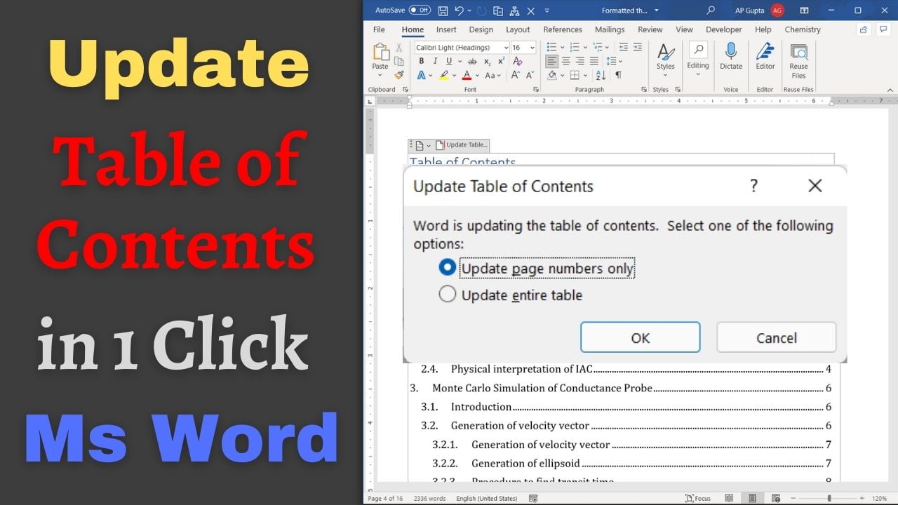 How To Update Table Of Contents In Ms Word With 1 Click PickupBrain 