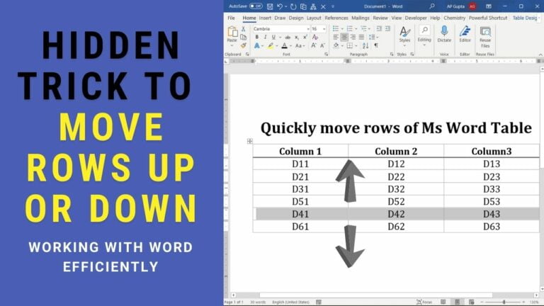 Move Rows In Word Table