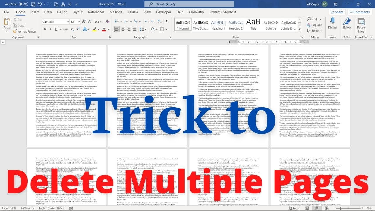 Shortcut To Delete Multiple Page range Of Pages In Ms Word 