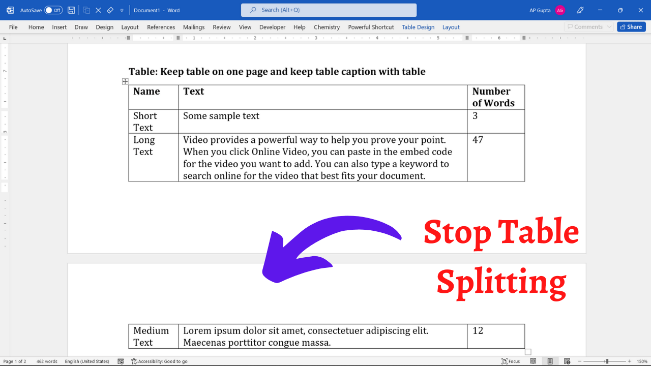 Trick To Keep Entire Table On One Page In Ms Word PickupBrain Be Smart