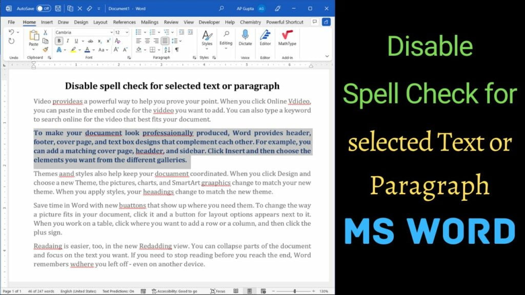 disable-spell-check-for-paragraph-or-text-in-ms-word-2022