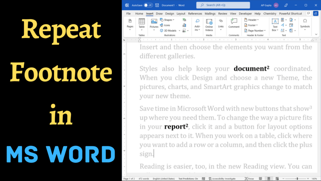 How to repeat footnote in Ms Word | Refer same footnote twice in Word ...