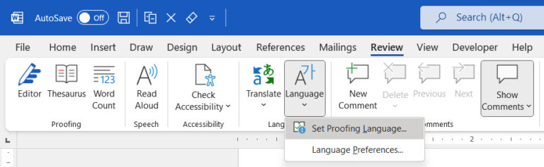 disable-spell-check-for-paragraph-or-text-in-ms-word-2022