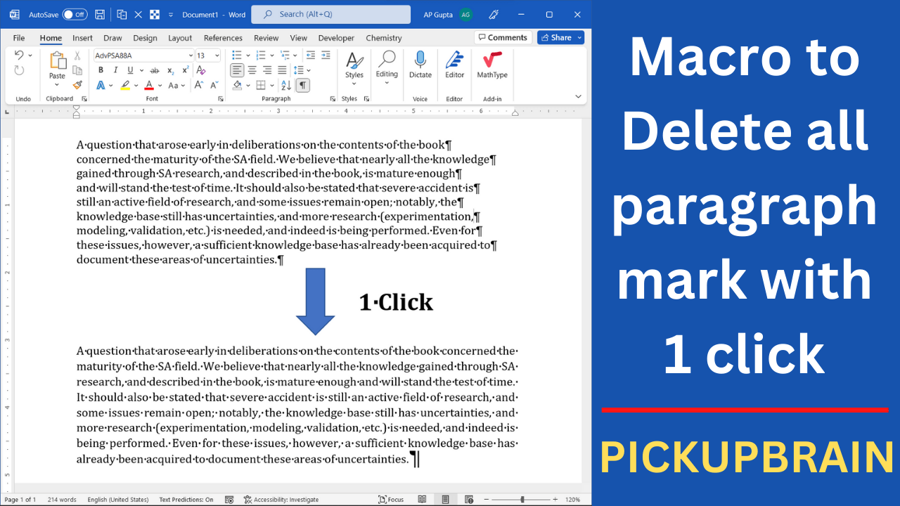 Ms Word Macro To Delete All Paragraph Mark Or New Line Character 