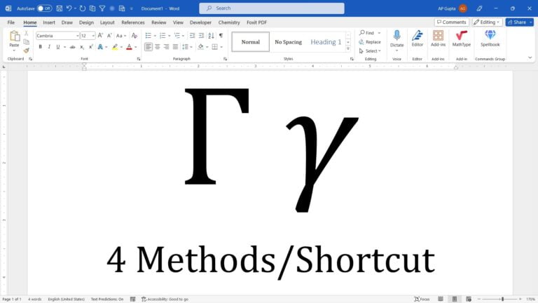 How to type the Gamma Symbol (Γ or γ) in MS Word - PickupBrain: Be Smart