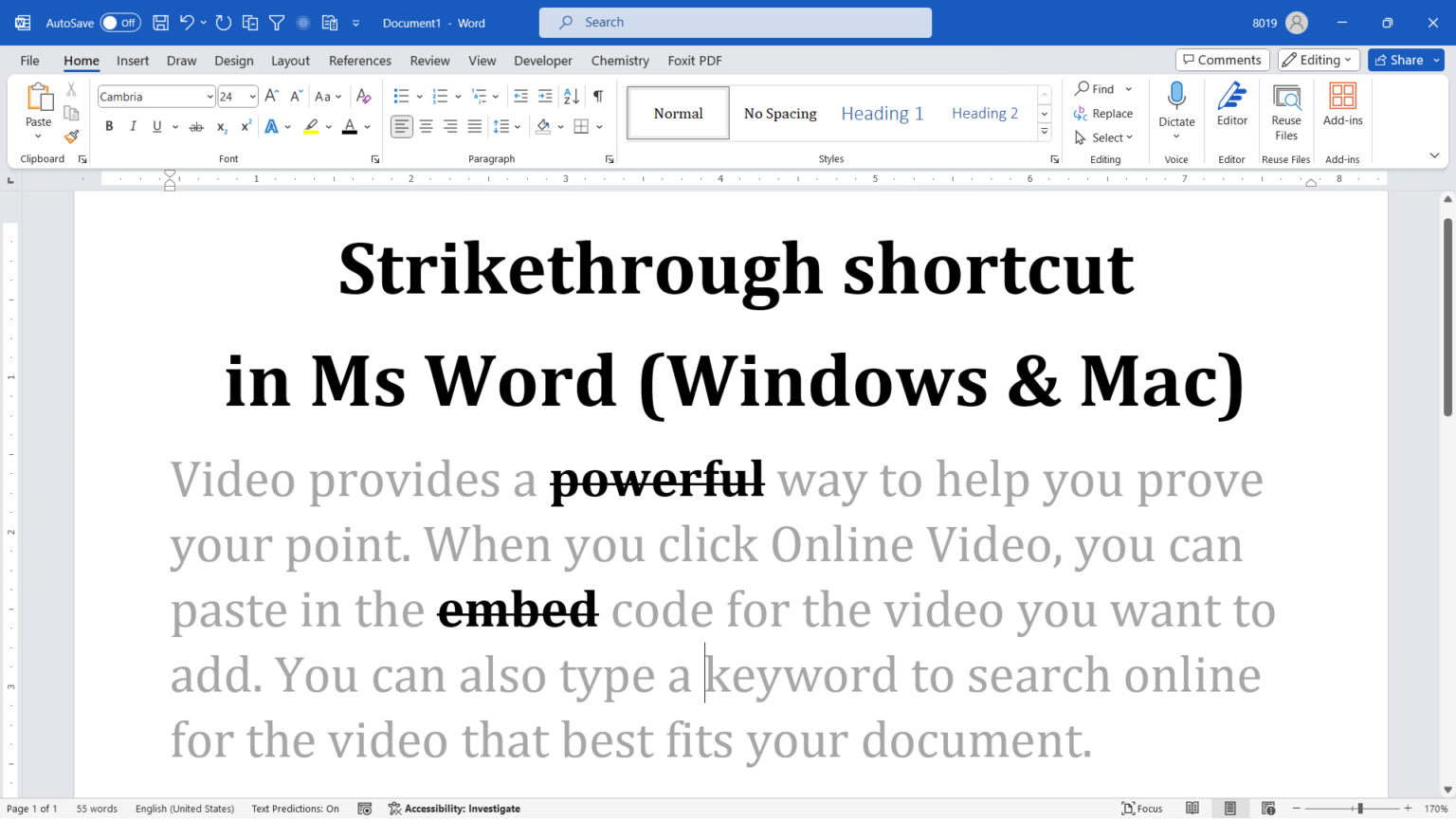 Keyboard shortcut for strikethrough in MS Word Archives - PickupBrain ...