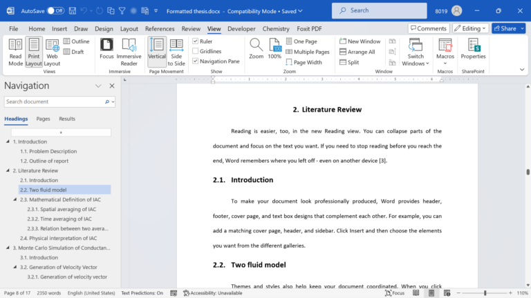 How to display table of contents on left side while editing Word ...